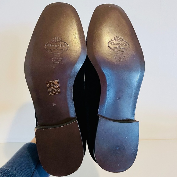 Church's Sovereign Black Velvet Gold Crown Embroidered Men's Evening Loafers 7 F - Picture 10 of 16